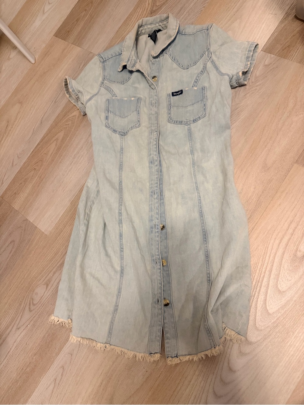 Light Wash Denim Shirt Dress - Women's Casual Button-Front